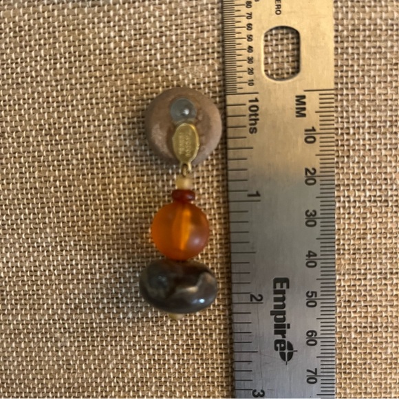 Teresa Goodall Designer Post Dangle Earrings Artisan OOAK FALL Autumn Orange - Picture 5 of 7